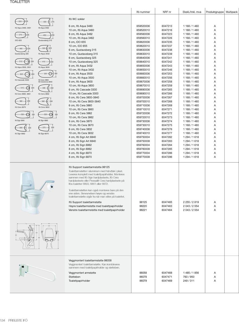 6860 370 Ifö Sign 6870 245 250 Ifö WC sokler 6 cm, Ifö Aqua 3460 659520006 6047213 1 168 / 1 460 A 10 cm, Ifö Aqua 3460 659520010 6047216 1 168 / 1 460 A 6 cm, Ifö Aqua 3462 659560006 6047223 1 168 /