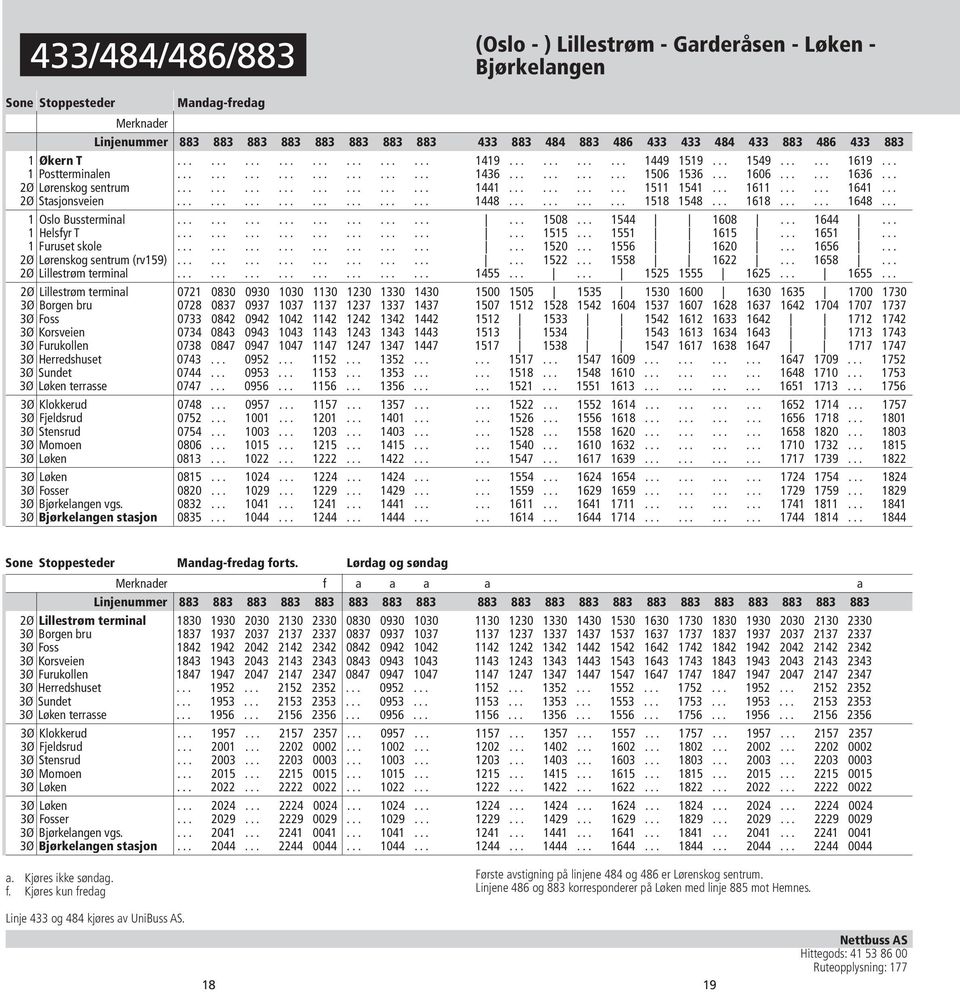 .. 2Ø Lørenskog sentrum........................ 1441............ 1511 1541... 1611...... 1641... 2Ø Stasjonsveien........................ 1448............ 1518 1548... 1618...... 1648.