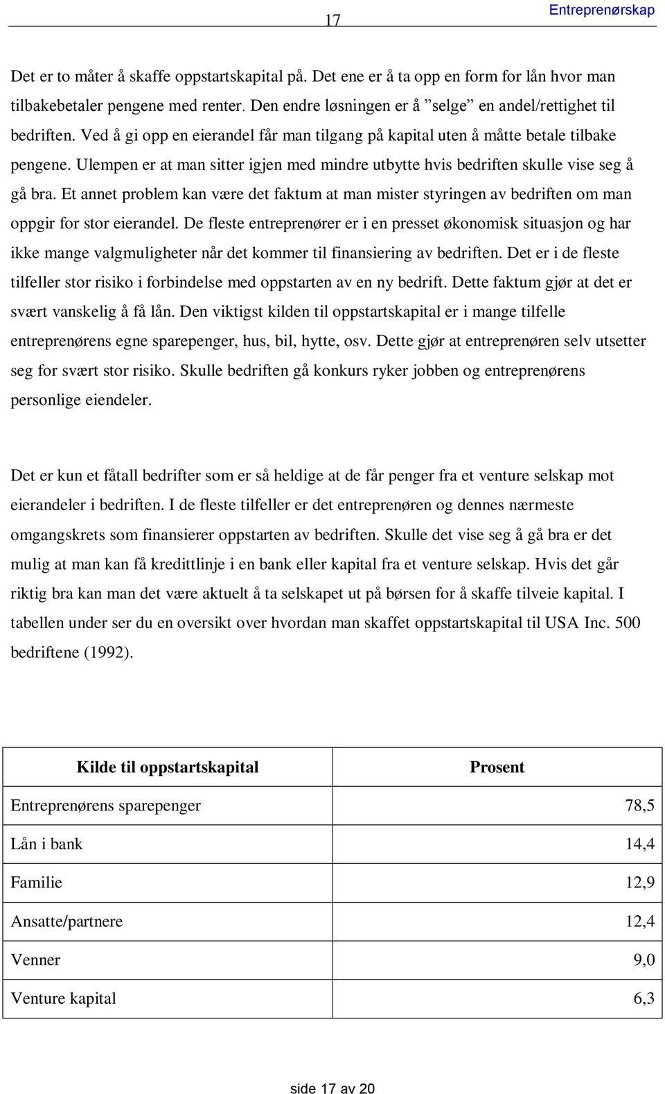 Et annet problem kan være det faktum at man mister styringen av bedriften om man oppgir for stor eierandel.