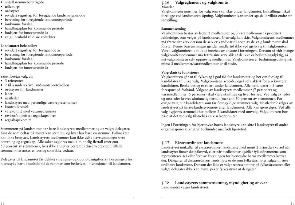 periode budsjett for inneværende år Samt foretar valg av: 3 referenter 2 til å underskrive landsmøteprotokollen ordstyrer for landsmøtet leder nestleder landsstyret med personlige vararepresentanter