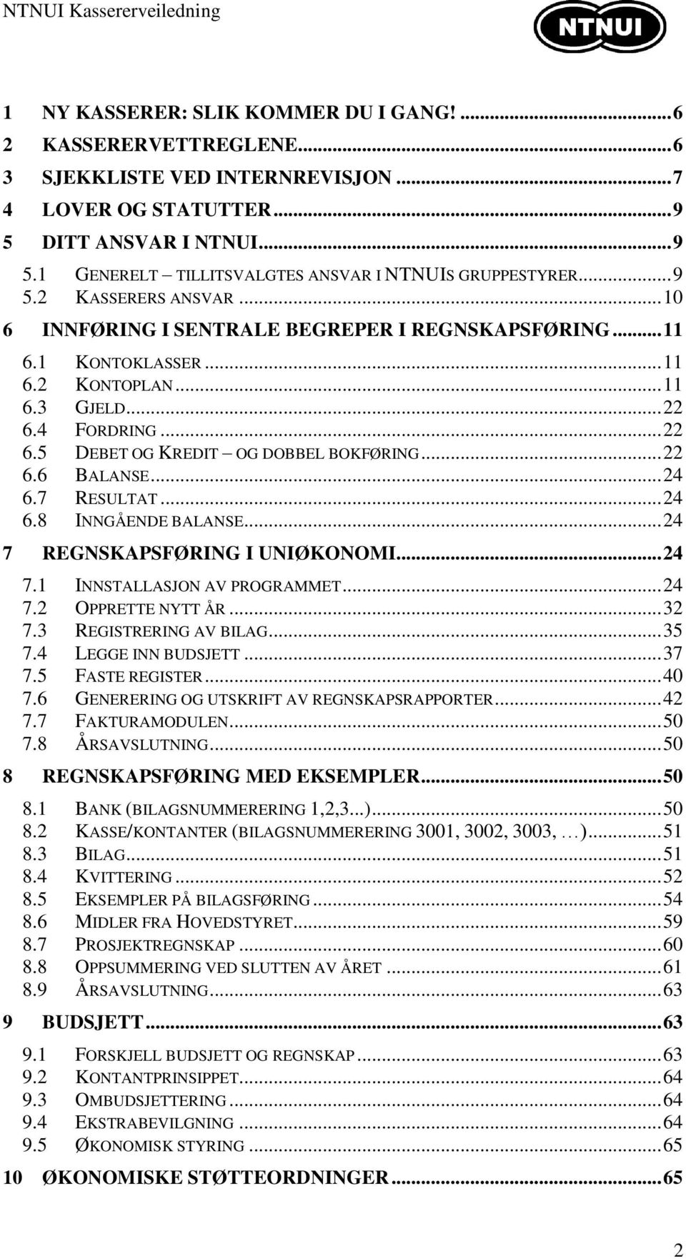 .. 22 6.6 BALANSE... 24 6.7 RESULTAT... 24 6.8 INNGÅENDE BALANSE... 24 7 REGNSKAPSFØRING I UNIØKONOMI... 24 7.1 INNSTALLASJON AV PROGRAMMET... 24 7.2 OPPRETTE NYTT ÅR... 32 7.3 REGISTRERING AV BILAG.