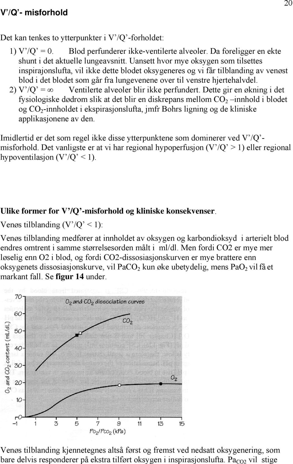 2) V /Q = Ventilerte alveoler blir ikke perfundert.
