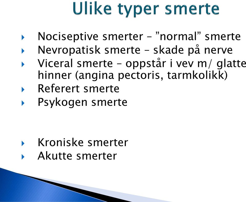 m/ glatte hinner (angina pectoris, tarmkolikk)