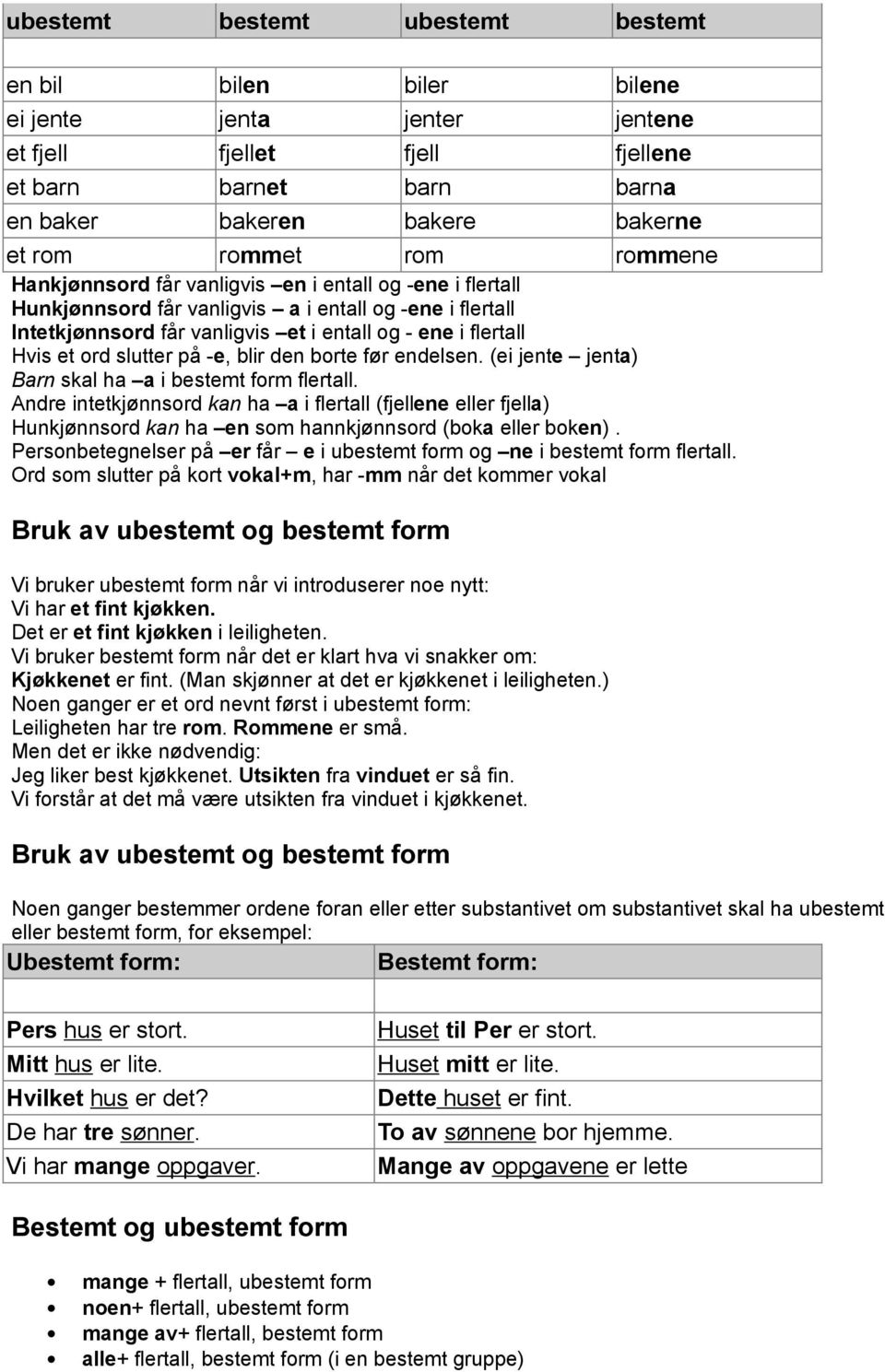 slutter på -e, blir den borte før endelsen. (ei jente jenta) Barn skal ha a i bestemt form flertall.