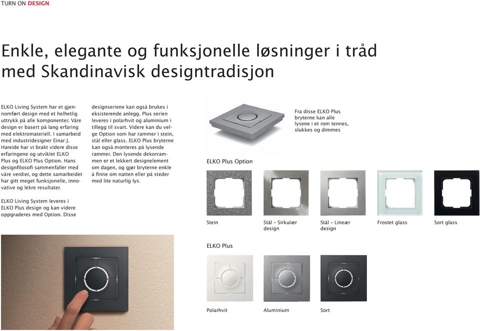 Hans designfilosofi sammenfaller med våre verdier, og dette samarbeidet har gitt meget funksjonelle, innovative og lekre resultater. designseriene kan også brukes i eksisterende anlegg.