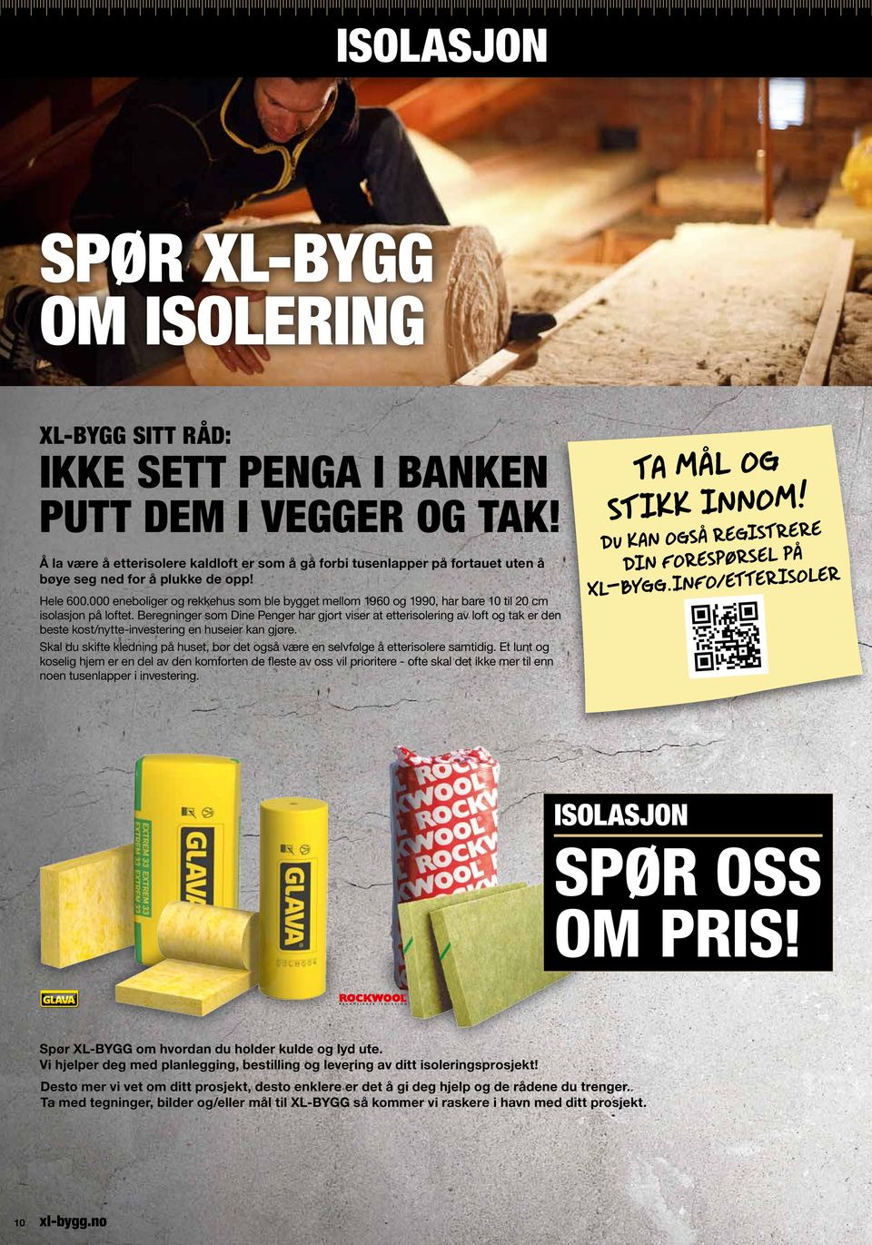 000 eneboliger og rekkehus som ble bygget mellom 1960 og 1990, har bare 10 til 20 cm isolasjon på loftet.