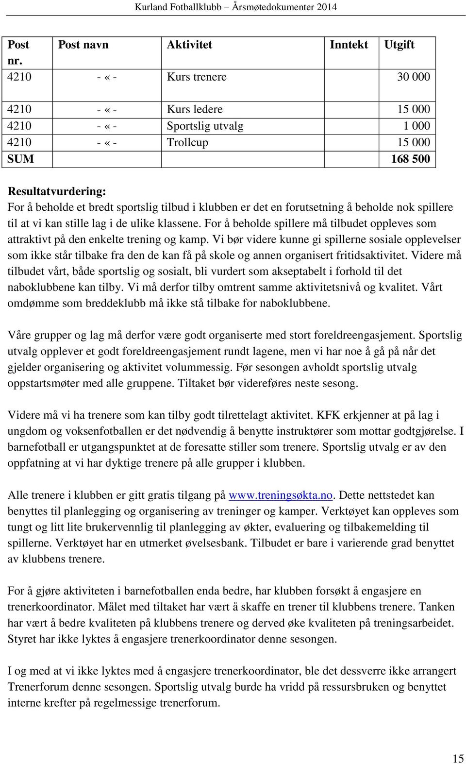 er det en forutsetning å beholde nok spillere til at vi kan stille lag i de ulike klassene. For å beholde spillere må tilbudet oppleves som attraktivt på den enkelte trening og kamp.