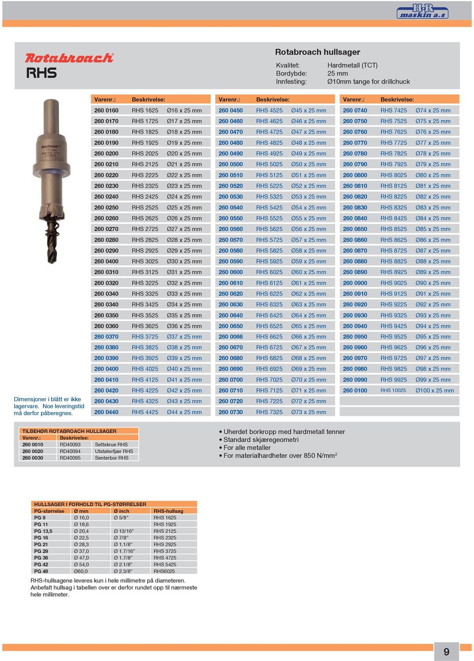 : Beskrivelse: 260 0160 RHS 1625 Ø16 x 25 mm 260 0450 RHS 4525 Ø45 x 25 mm 260 0740 RHS 7425 Ø74 x 25 mm 260 0170 RHS 1725 Ø17 x 25 mm 260 0460 RHS 4625 Ø46 x 25 mm 260 0750 RHS 7525 Ø75 x 25 mm 260
