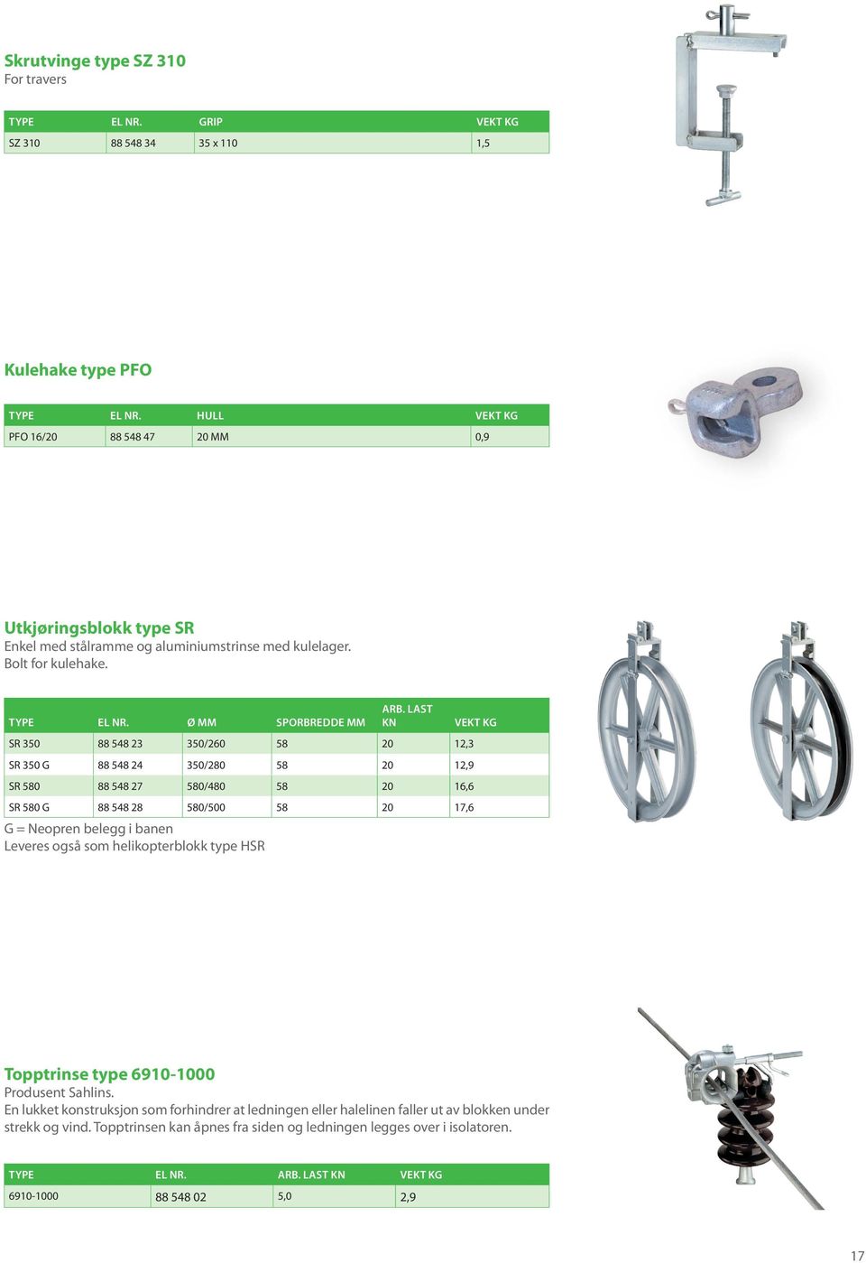 last kn SR 350 88 548 23 350/260 58 20 12,3 SR 350 G 88 548 24 350/280 58 20 12,9 SR 580 88 548 27 580/480 58 20 16,6 SR 580 G 88 548 28 580/500 58 20 17,6 G = Neopren belegg i banen Leveres også