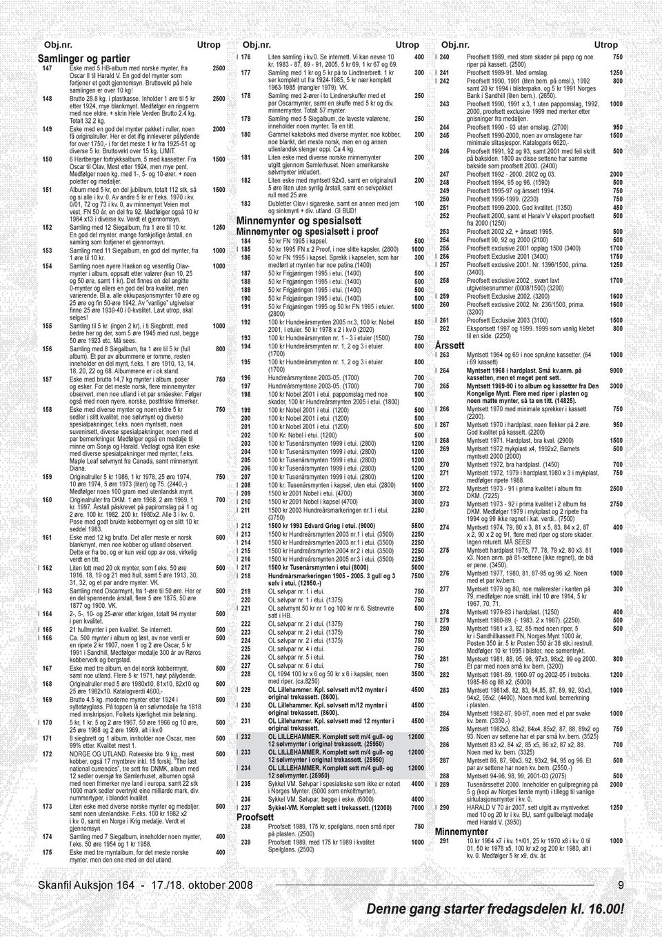 fortjener et godt gjennomsyn. Bruttovekt på hele ser komplett ut fra 1924-1985, 5 kr nær komplett I 242 Proofsett 1990, 1991 (liten bem. på omsl.), 1992 samlingen er over 10 kg!