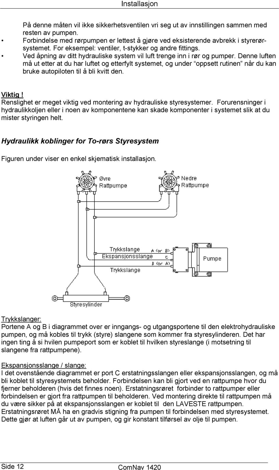 Ved åpning av ditt hydrauliske system vil luft trenge inn i rør og pumper.