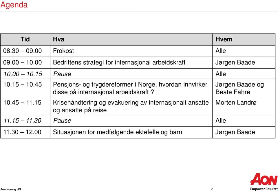 45 Pensjons- og trygdereformer i Norge, hvordan innvirker disse på internasjonal arbeidskraft? 10.45 11.