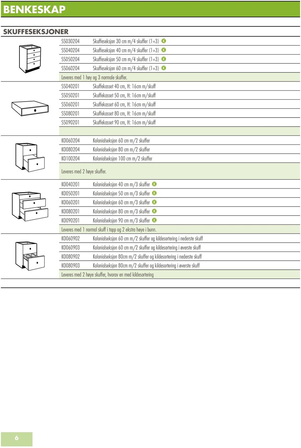 SS040201 Skuffekasset 40 cm, H: 16cm m/skuff SS050201 Skuffekasset 50 cm, H: 16cm m/skuff SS060201 Skuffekasset 60 cm, H: 16cm m/skuff SS080201 Skuffekasset 80 cm, H: 16cm m/skuff SS090201