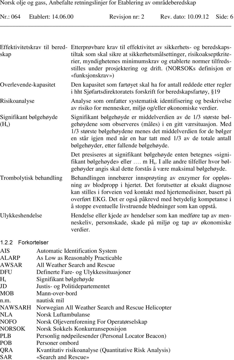 og beredskapstiltak som skal sikre at sikkerhetsmålsettinger, risikoakseptkriterier, myndighetenes minimumskrav og etablerte normer tilfredsstilles under prosjektering og drift.