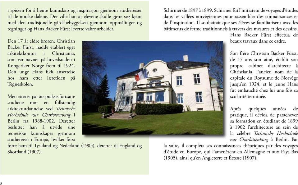 Den 17 år eldre broren, Christian Backer Fürst, hadde etablert eget arkitektkontor i Christiania, som var navnet på hovedstaden i Kongeriket Norge frem til 1924.