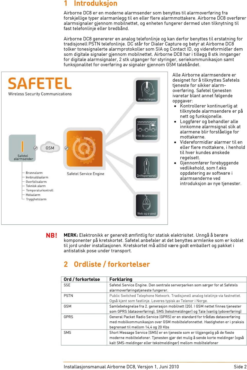 Airborne DC8 genererer en analog telefonlinje og kan derfor benyttes til erstatning for tradisjonell PSTN telefonlinje.