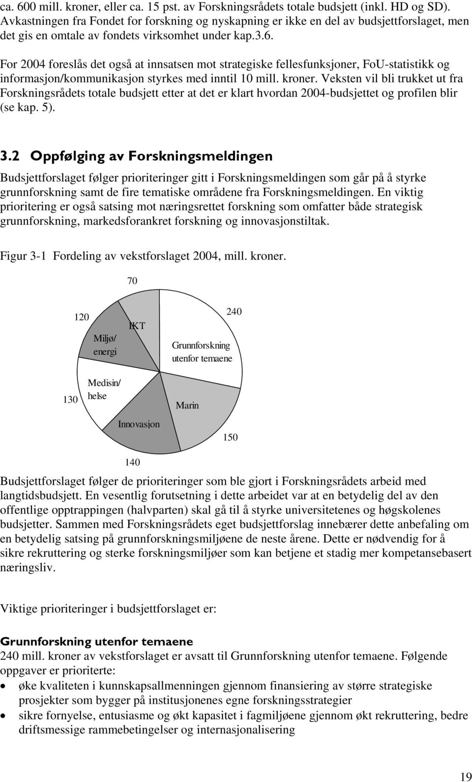 For 2004 foreslås det også at innsatsen mot strategiske fellesfunksjoner, FoU-statistikk og informasjon/kommunikasjon styrkes med inntil 10 mill. kroner.