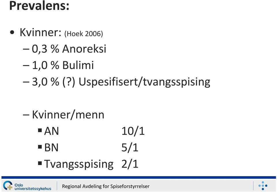 ) Uspesifisert/tvangsspising