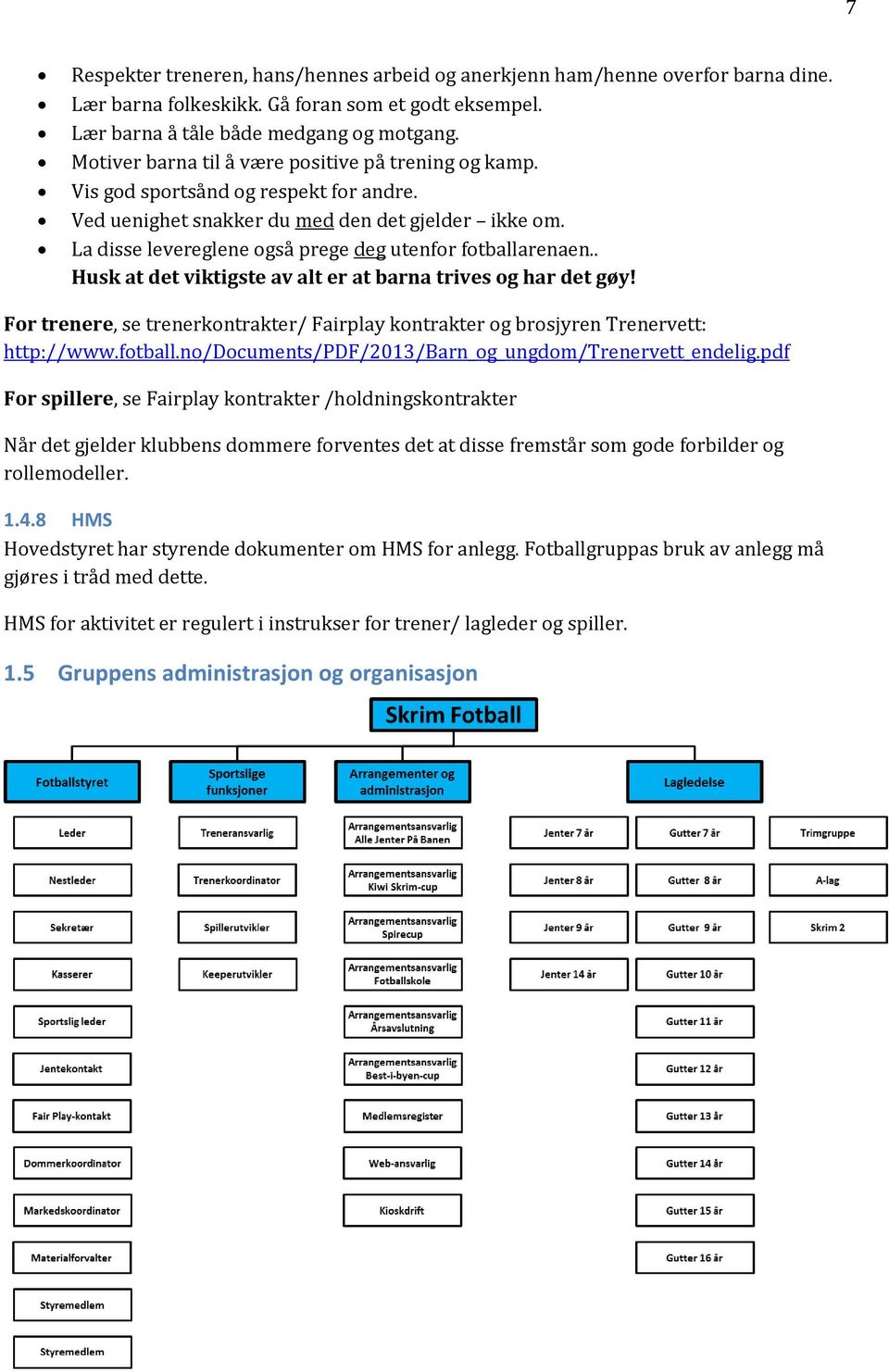 La disse levereglene også prege deg utenfor fotballarenaen.. Husk at det viktigste av alt er at barna trives og har det gøy!