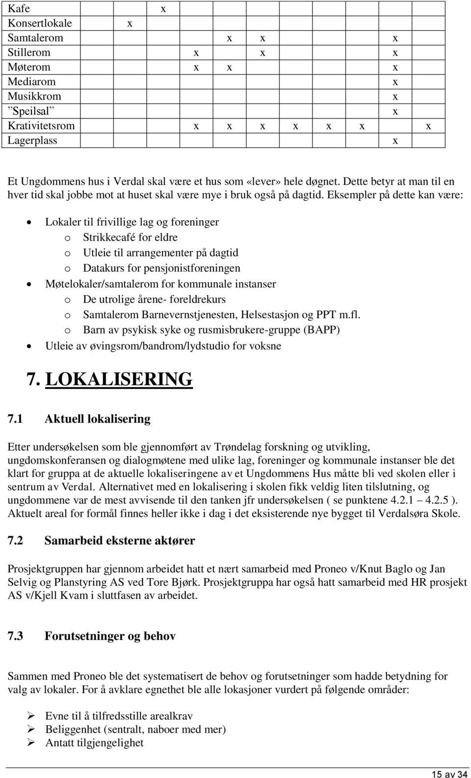 Eksempler på dette kan være: Lokaler til frivillige lag og foreninger o Strikkecafé for eldre o Utleie til arrangementer på dagtid o Datakurs for pensjonistforeningen Møtelokaler/samtalerom for