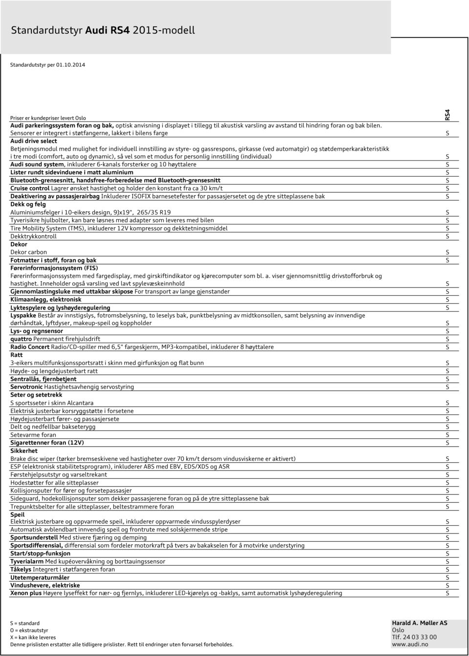 ensorer er integrert i støtfangerne, lakkert i bilens farge Audi drive select Betjeningsmodul med mulighet for individuell innstilling av styre- og gassrespons, girkasse (ved automatgir) og