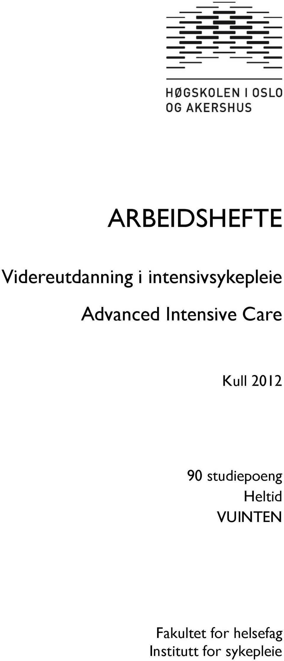 Care Kull 2012 90 studiepoeng Heltid