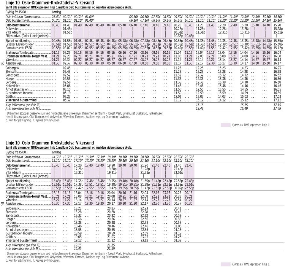 40 10.20 10.40 11.20 11.40 12.20 12.40 13.20 13.40 14.40 15.20 Dokkveien... 01.48p 10.28p 11.28p 12.28p 13.28p 15.28p Vika Atrium... 01.51p 10.31p 11.31p 12.31p 13.31p 15.31p Filipstadvn.