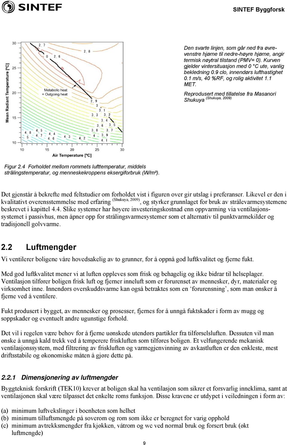 4 Forholdet mellom rommets lufttemperatur, middels strålingstemperatur, og menneskekroppens eksergiforbruk (W/m²).