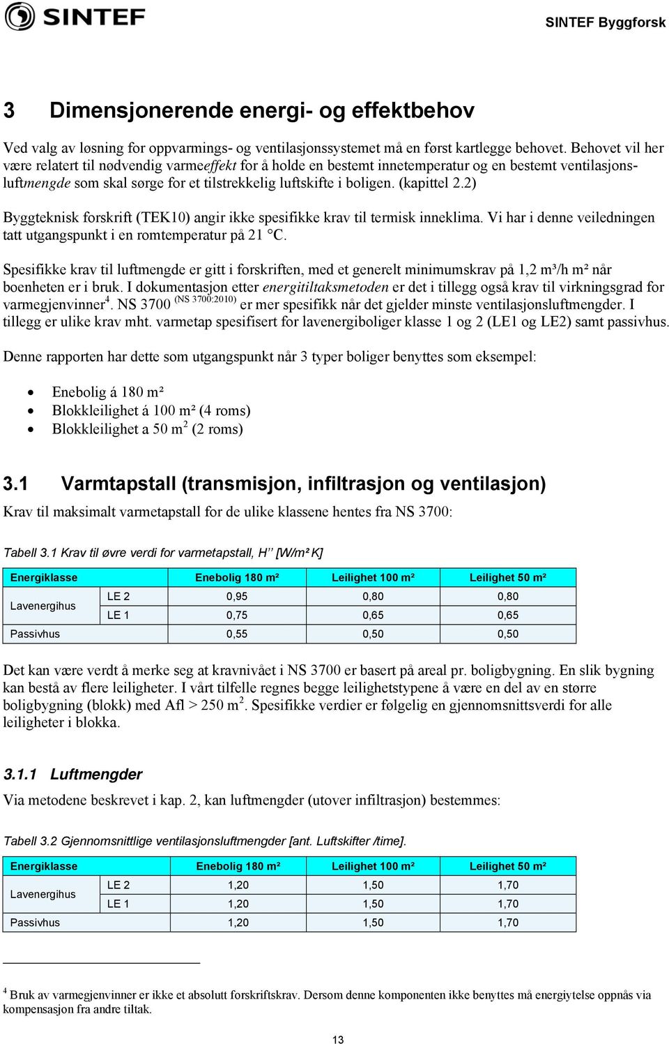 (kapittel 2.2) Byggteknisk forskrift (TEK10) angir ikke spesifikke krav til termisk inneklima. Vi har i denne veiledningen tatt utgangspunkt i en romtemperatur på 21 C.