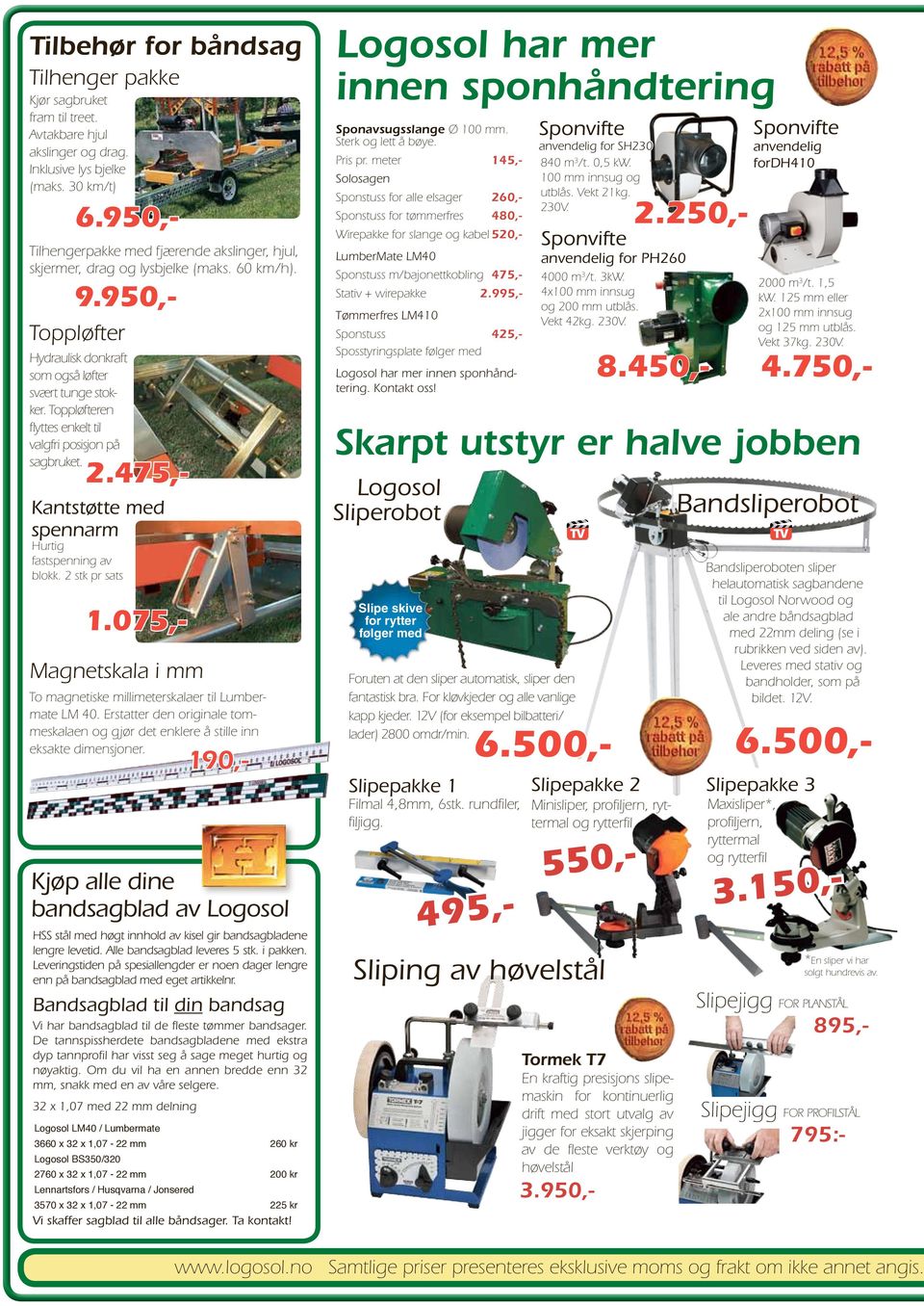 2 stk pr sats Hydraulisk donkraft som også løfter svært tunge stokker. Toppløfteren flyttes enkelt til valgfri posisjon på sagbruket. 2.475,- 1.