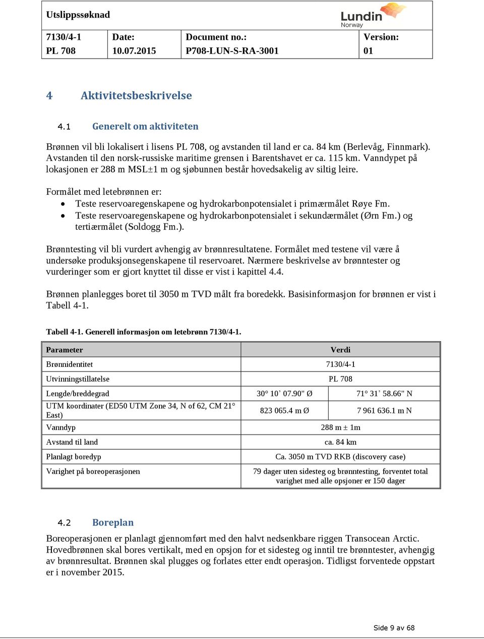 Formålet med letebrønnen er: Teste reservoaregenskapene og hydrokarbonpotensialet i primærmålet Røye Fm. Teste reservoaregenskapene og hydrokarbonpotensialet i sekundærmålet (Ørn Fm.