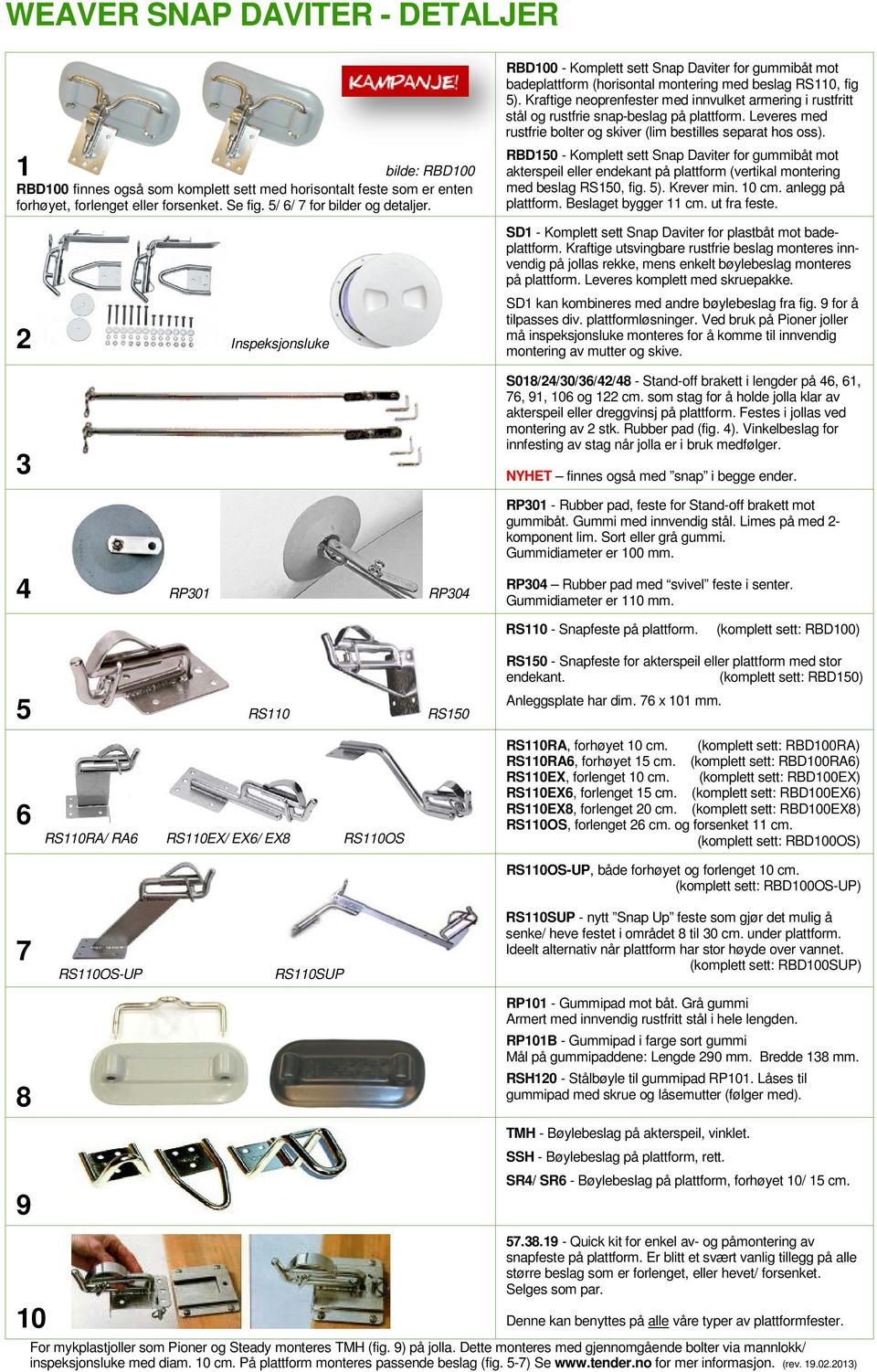 Kraftige neoprenfester med innvulket armering i rustfritt stål og rustfrie snap-beslag på plattform. Leveres med rustfrie bolter og skiver (lim bestilles separat hos oss).