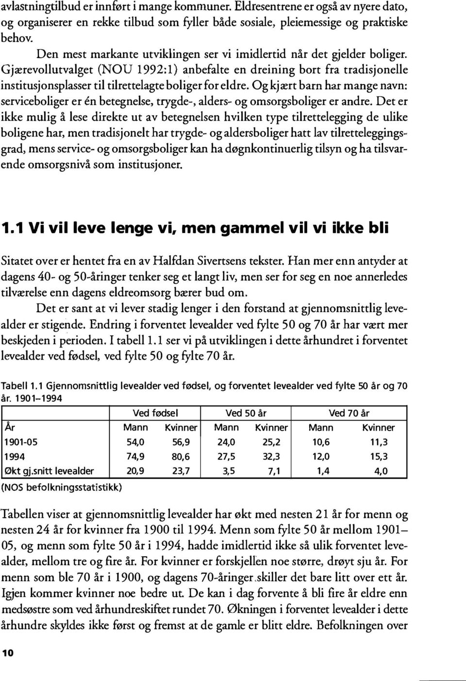 Gjærevollutvalget (NOU 1992: 1) anbefalte en dreining bort fra tradisjonelle institusjonsplasser til tilrettelagte boliger for eldre.