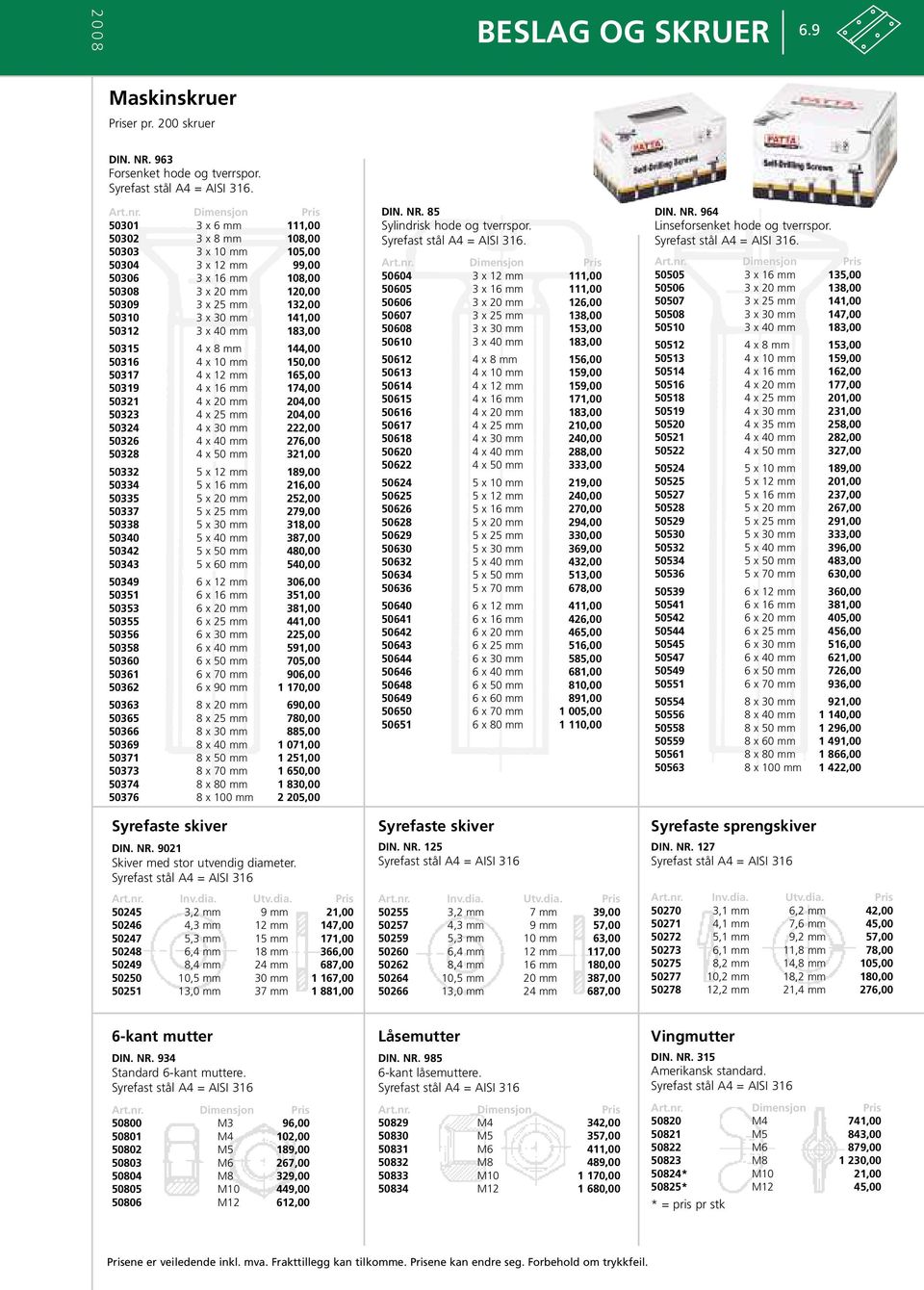 x 40 mm 183,00 50315 4 x 8 mm 144,00 50316 4 x 10 mm 150,00 50317 4 x 12 mm 165,00 50319 4 x 16 mm 174,00 50321 4 x 20 mm 204,00 50323 4 x 25 mm 204,00 50324 4 x 30 mm 222,00 50326 4 x 40 mm 276,00