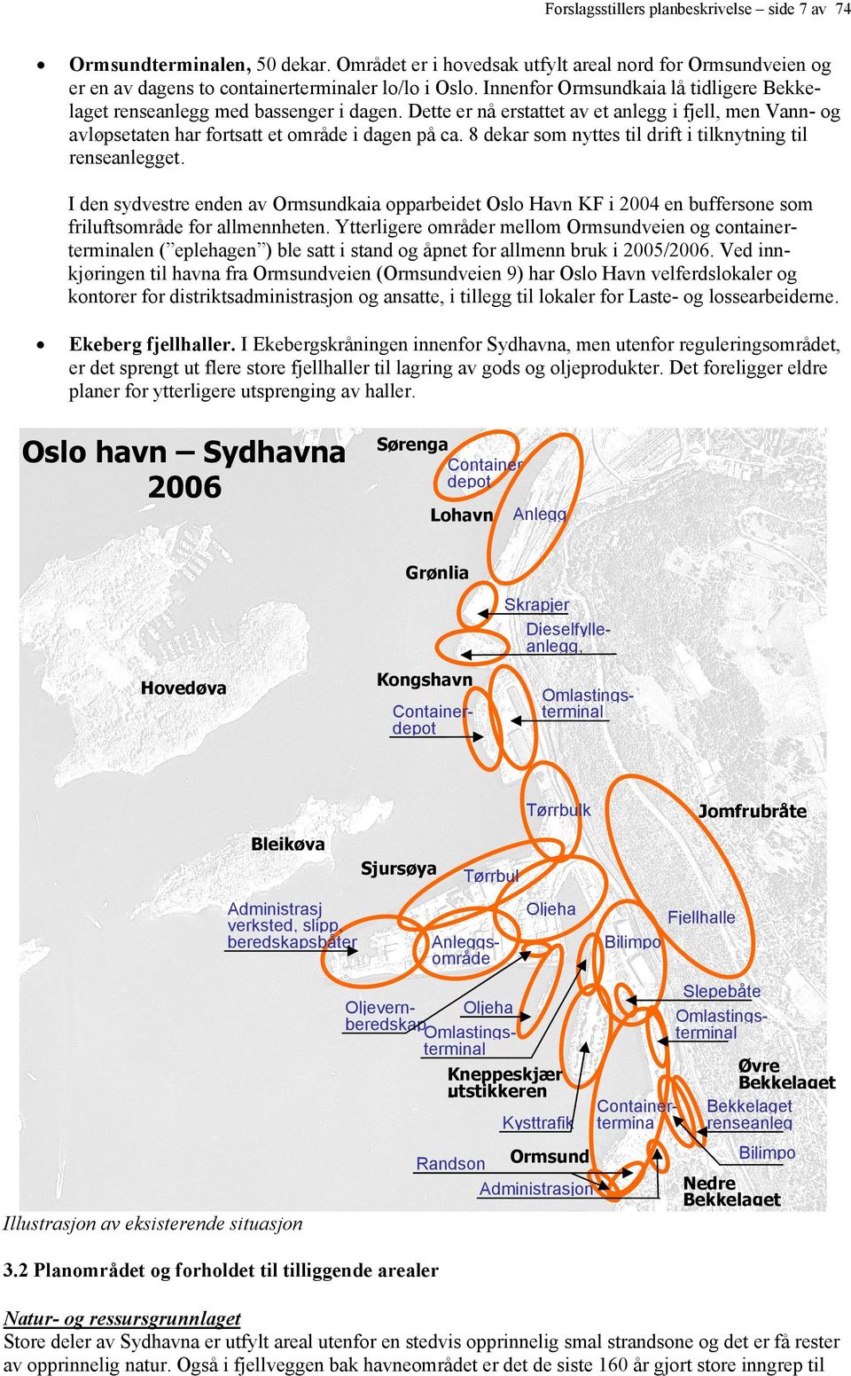 8 dekar som nyttes til drift i tilknytning til renseanlegget. I den sydvestre enden av Ormsundkaia opparbeidet Oslo Havn KF i 2004 en buffersone som friluftsområde for allmennheten.