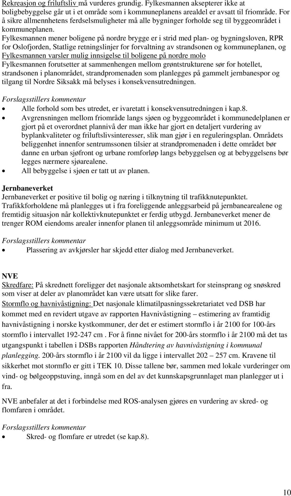 Fylkesmannen mener boligene på nordre brygge er i strid med plan- og bygningsloven, RPR for Oslofjorden, Statlige retningslinjer for forvaltning av strandsonen og kommuneplanen, og Fylkesmannen