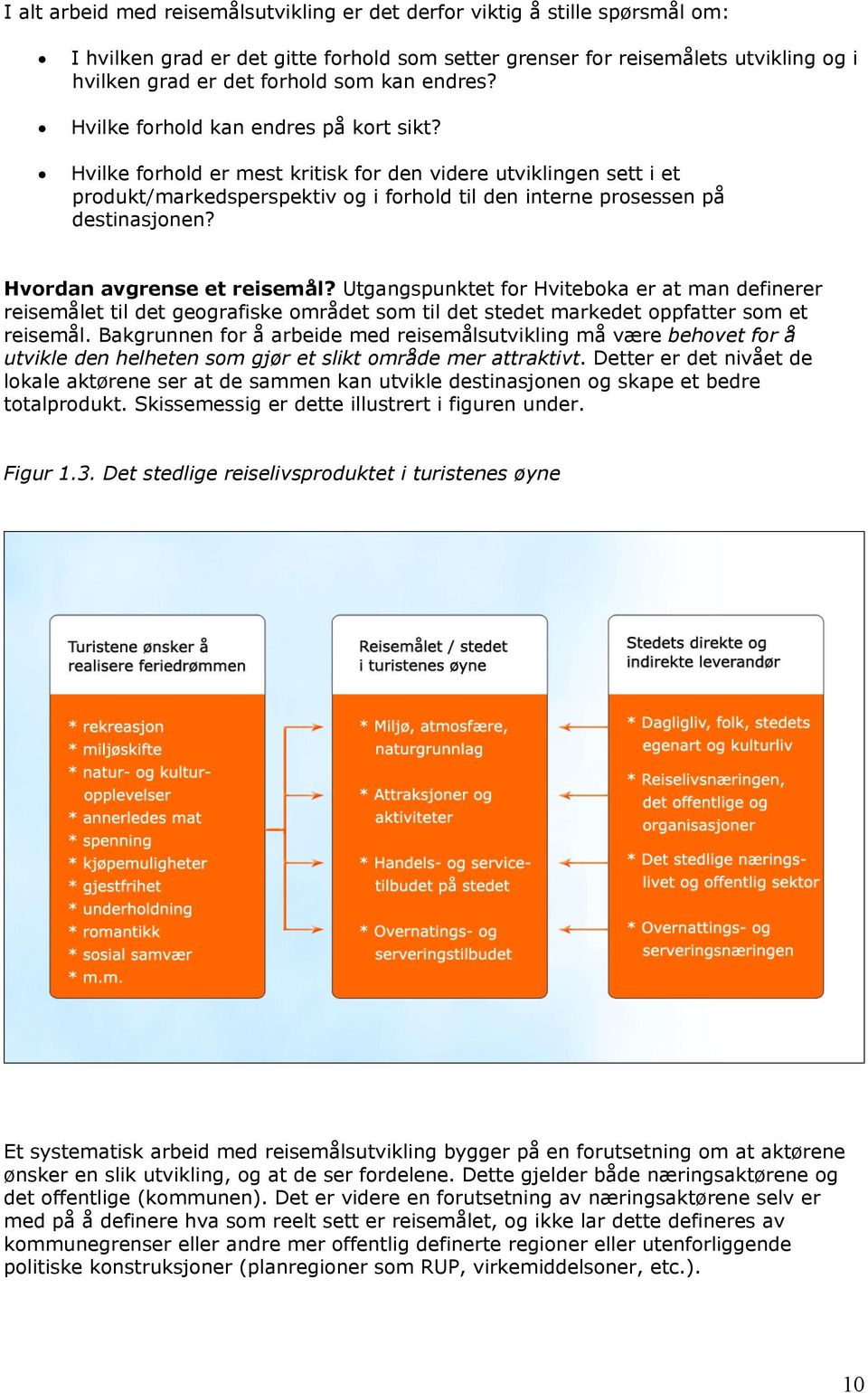 Hvilke forhold er mest kritisk for den videre utviklingen sett i et produkt/markedsperspektiv og i forhold til den interne prosessen på destinasjonen? Hvordan avgrense et reisemål?