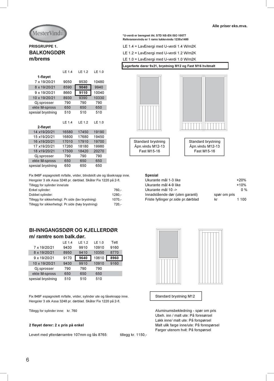 sprosser 790 790 790 ekte M-spross 650 650 650 spesial brystning 510 510 510 LE 1.4 = LavEnergi med U-verdi 1.4 W/m2K LE 1.2 = LavEnergi med U-verdi 1.2 W/m2K LE 1.0 = LavEnergi med U-verdi 1.