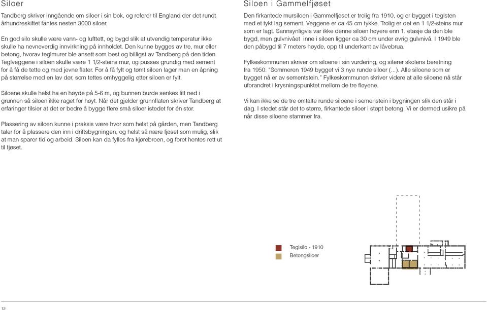 Den kunne bygges av tre, mur eller betong, hvorav teglmurer ble ansett som best og billigst av Tandberg på den tiden.