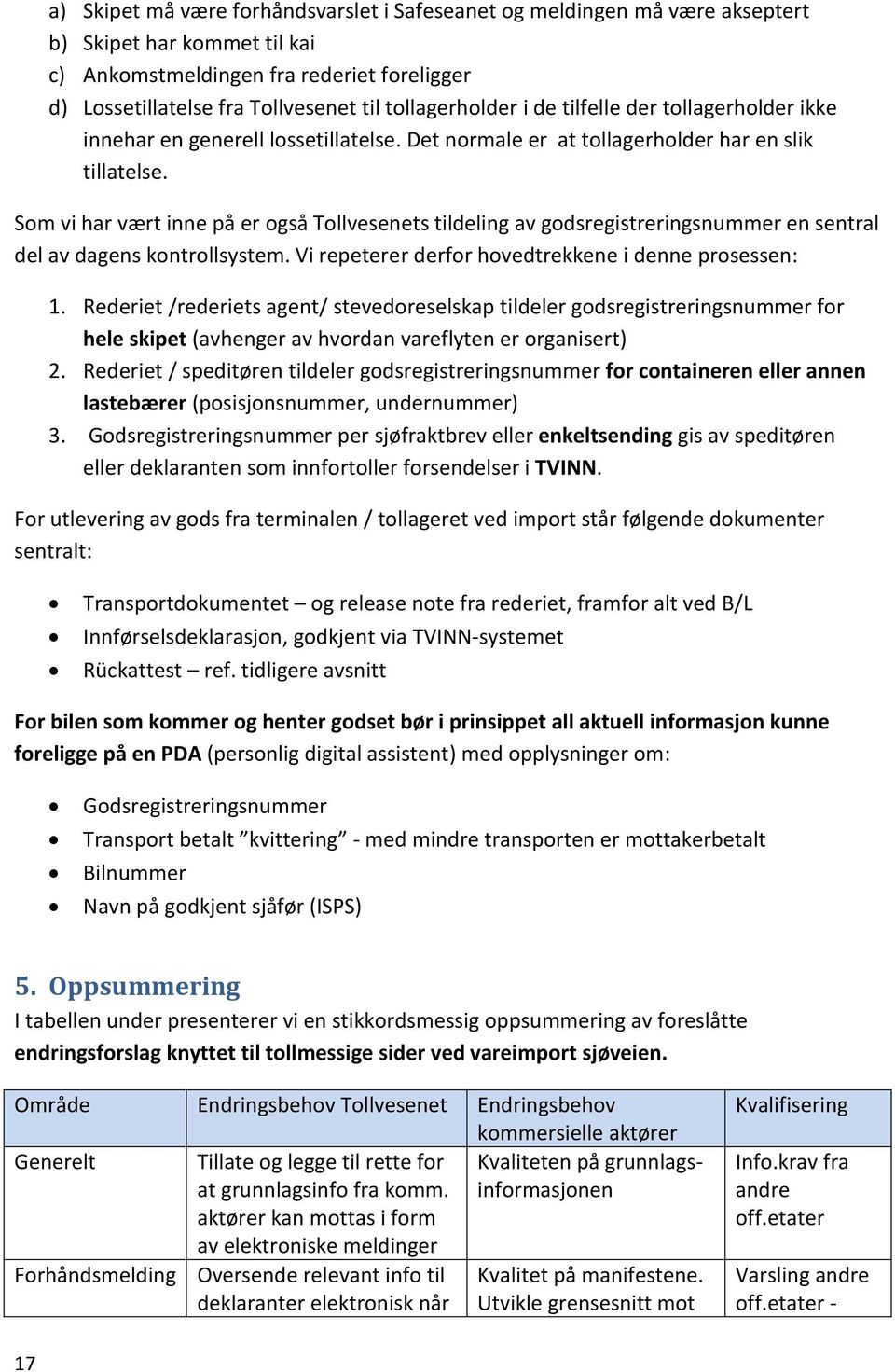 Som vi har vært inne på er også Tollvesenets tildeling av godsregistreringsnummer en sentral del av dagens kontrollsystem. Vi repeterer derfor hovedtrekkene i denne prosessen: 1.