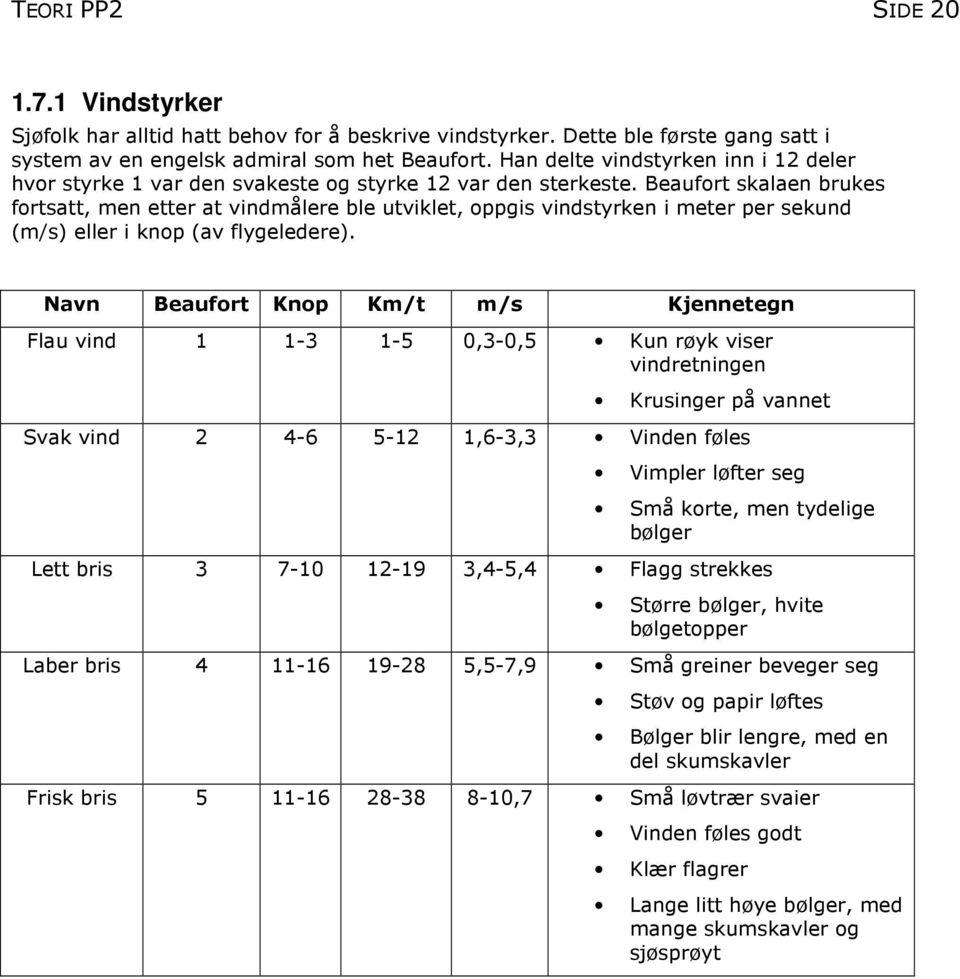 Beaufort skalaen brukes fortsatt, men etter at vindmålere ble utviklet, oppgis vindstyrken i meter per sekund (m/s) eller i knop (av flygeledere).