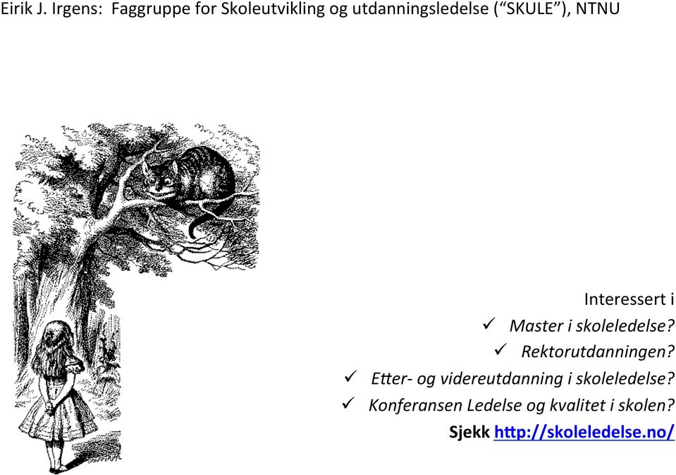 SKULE ), NTNU Interessert i ü Master i skoleledelse?