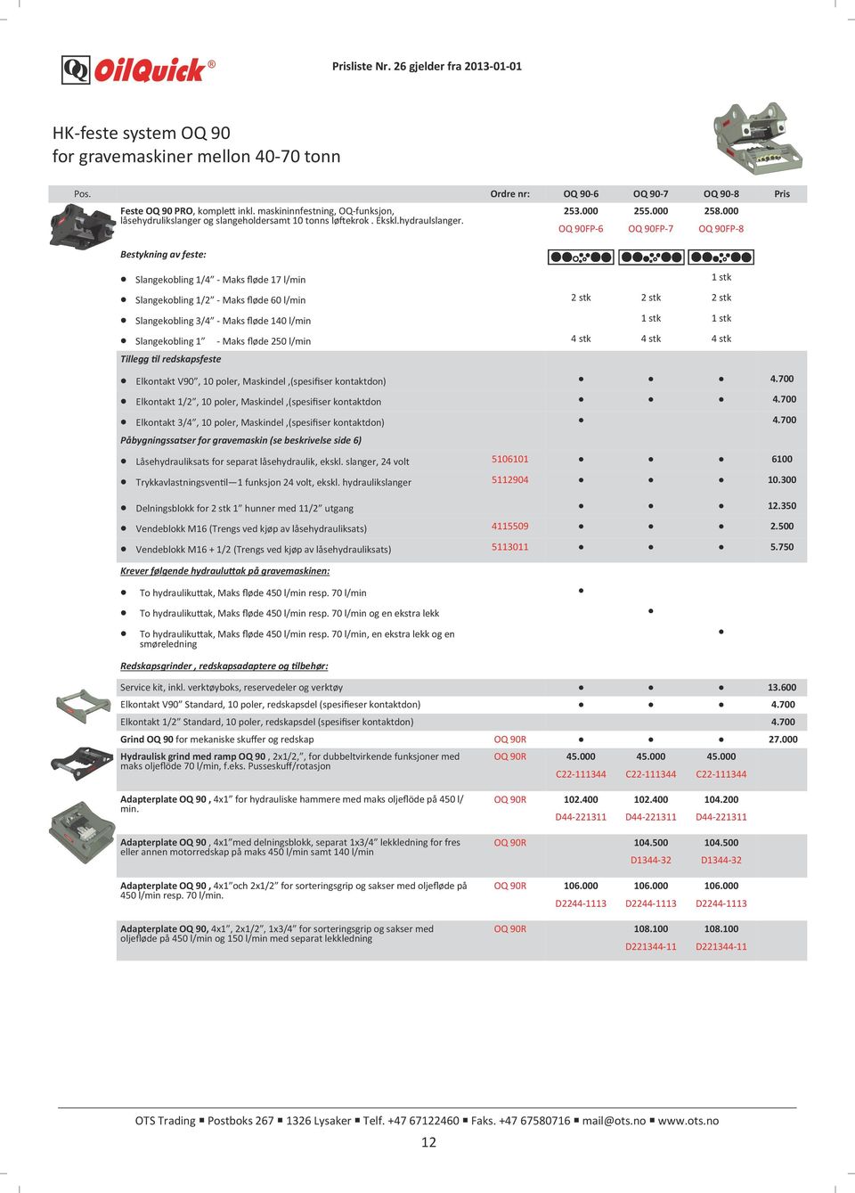 000 OQ 90FP-6 OQ 90FP-7 OQ 90FP-8 1 stk 1 stk 4 stk 4 stk 4 stk Elkontakt V90, 10 poler, Maskindel,(spesifiser kontaktdon) Elkontakt 1/2, 10 poler, Maskindel,(spesifiser kontaktdon Elkontakt 3/4, 10