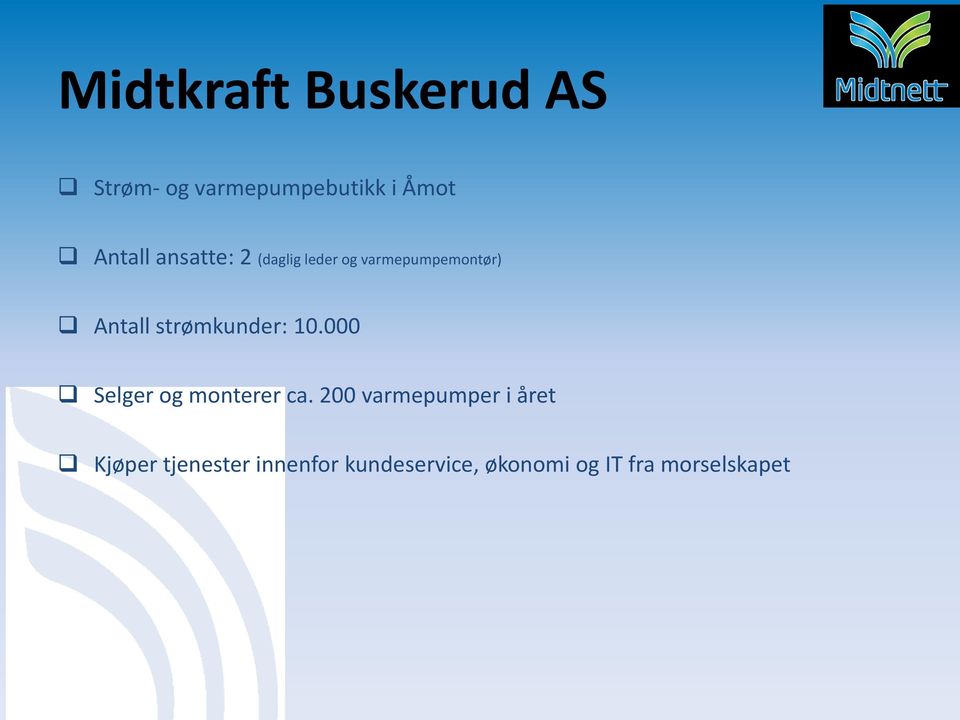 strømkunder: 10.000 Selger og monterer ca.