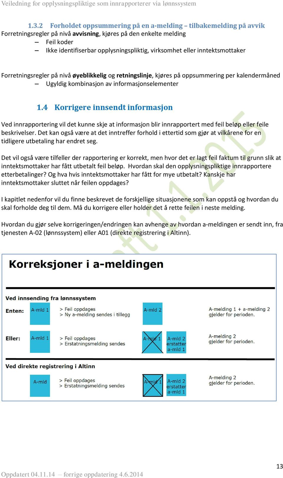 4 Korrigere innsendt informasjon Ved innrapportering vil det kunne skje at informasjon blir innrapportert med feil beløp eller feile beskrivelser.