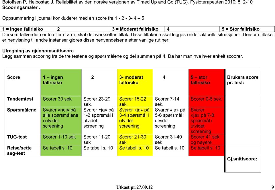 Disse tiltakene skal legges under aktuelle situasjoner. Dersom tiltaket er henvisning til andre instanser gjøres disse henvendelsene etter vanlige rutiner.