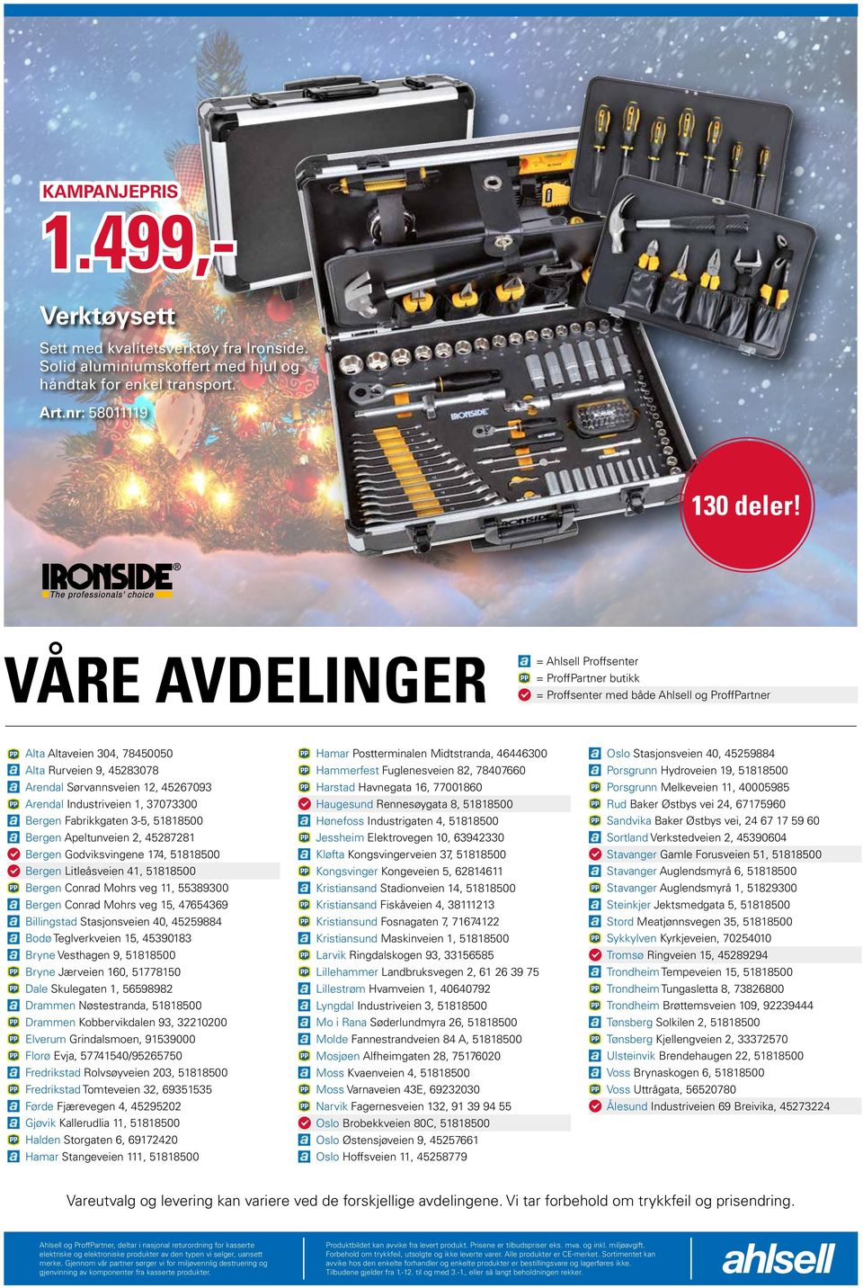 Arendal Industriveien 1, 37073300 Bergen Fabrikkgaten 3-5, 51818500 Bergen Apeltunveien 2, 45287281 Bergen Godviksvingene 174, 51818500 Bergen Litleåsveien 41, 51818500 Bergen Conrad Mohrs veg 11,