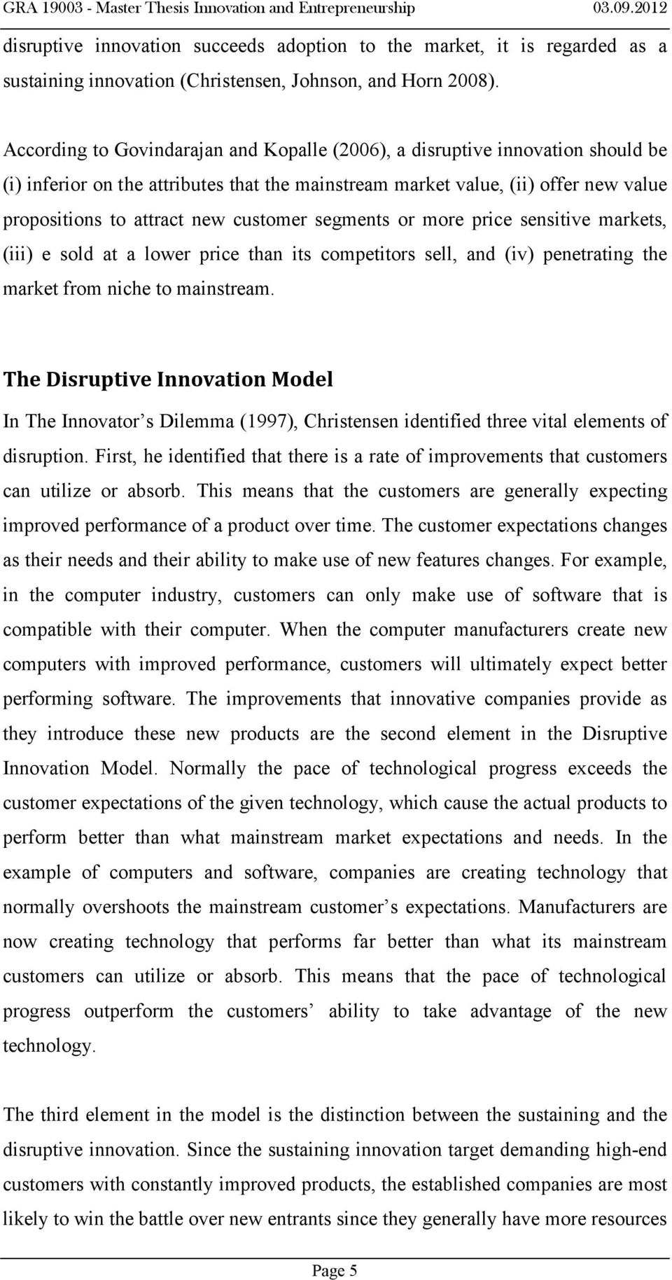 Sample thesis on innovation