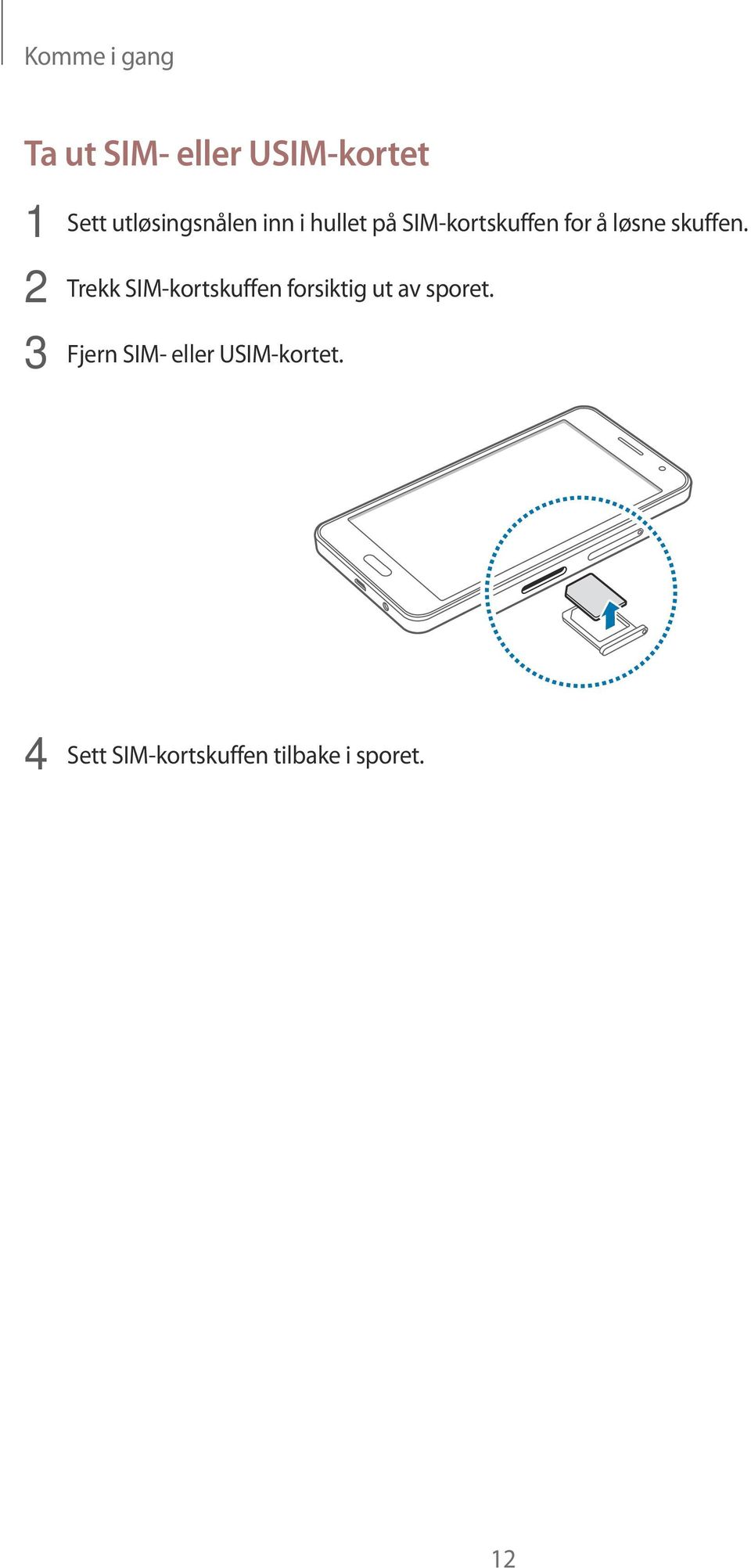 skuffen. 2 Trekk SIM-kortskuffen forsiktig ut av sporet.