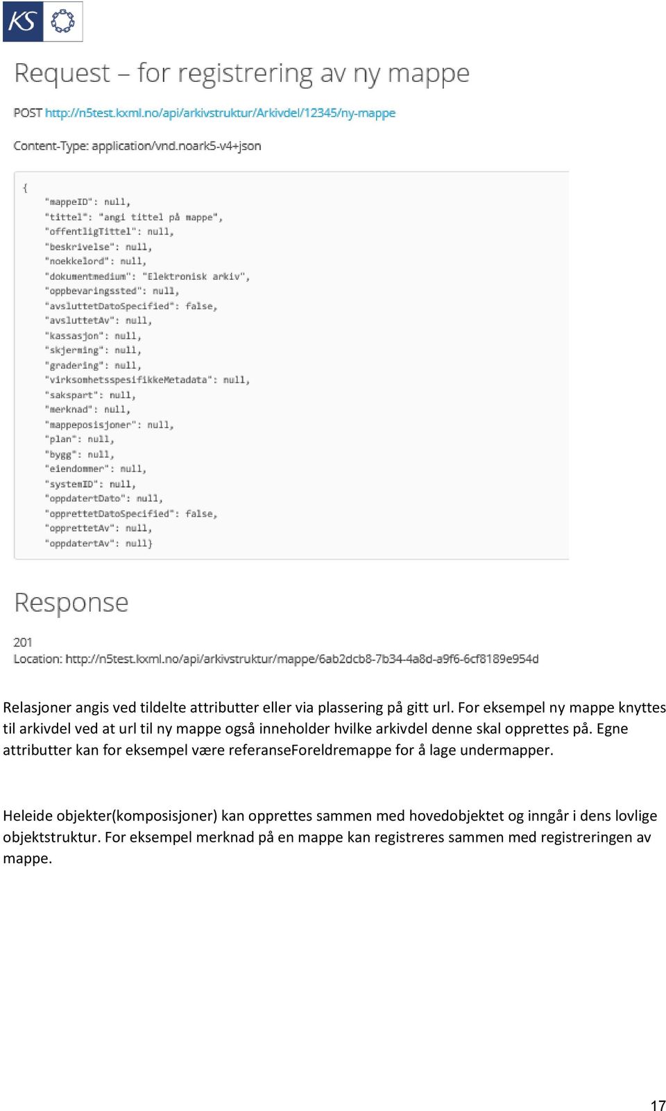 på. Egne attributter kan for eksempel være referanseforeldremappe for å lage undermapper.